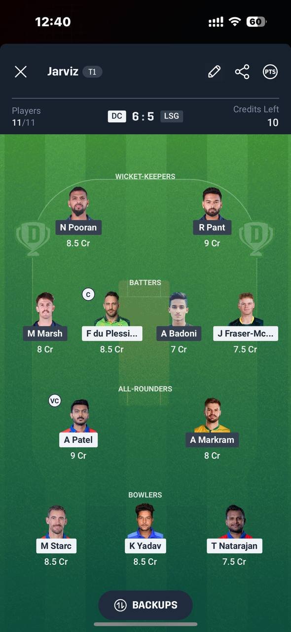 Dream11 Small League team