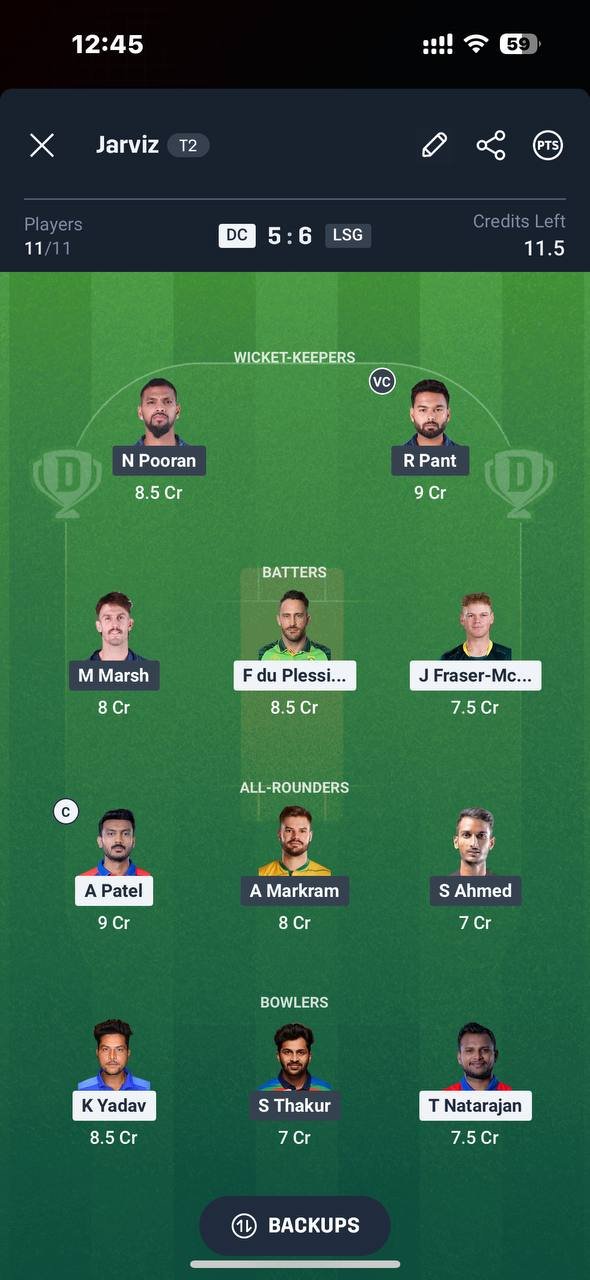 Dream11 Grand League Team
