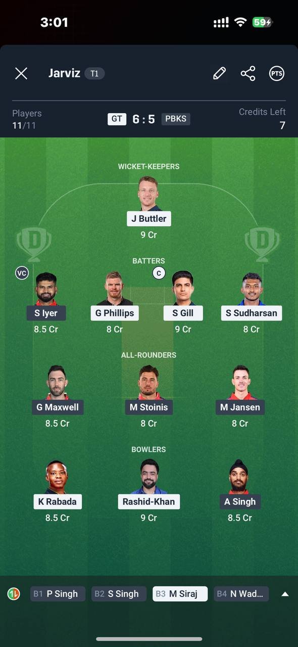 Dream11 Small League team
