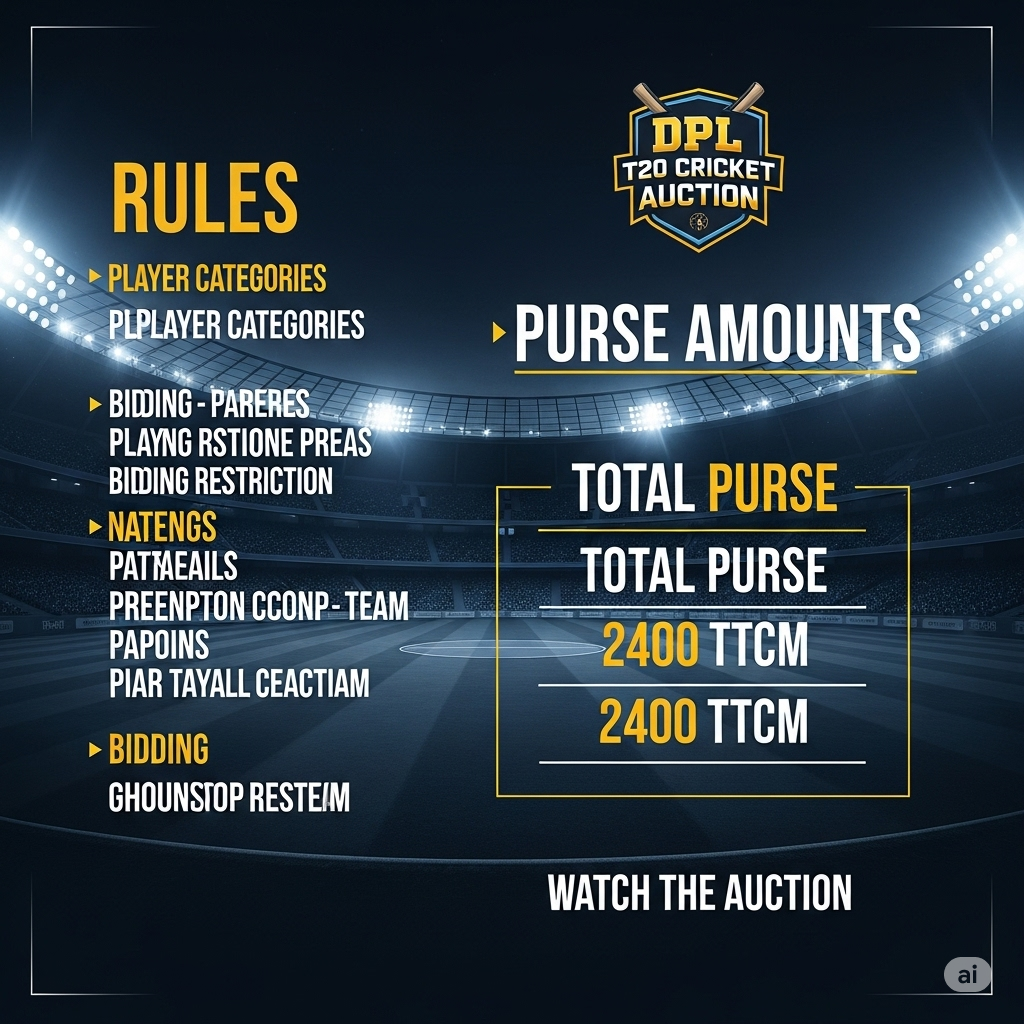 DPL T20 Reveals Auction Rules and Team Budgets Ahead of Season 2